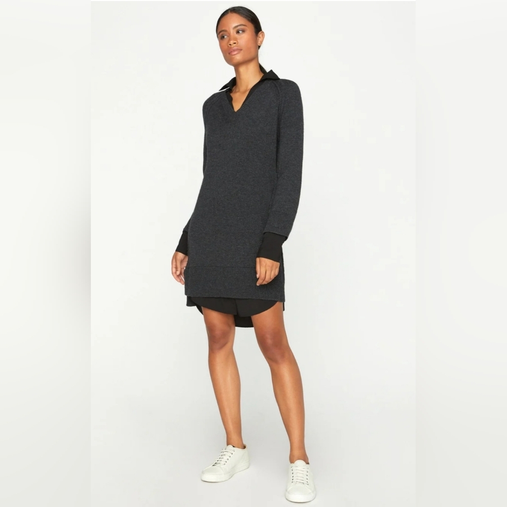 Brochu Walker The Looker Layered V-Neck Dress Charcoal/Black Size Large NWT
